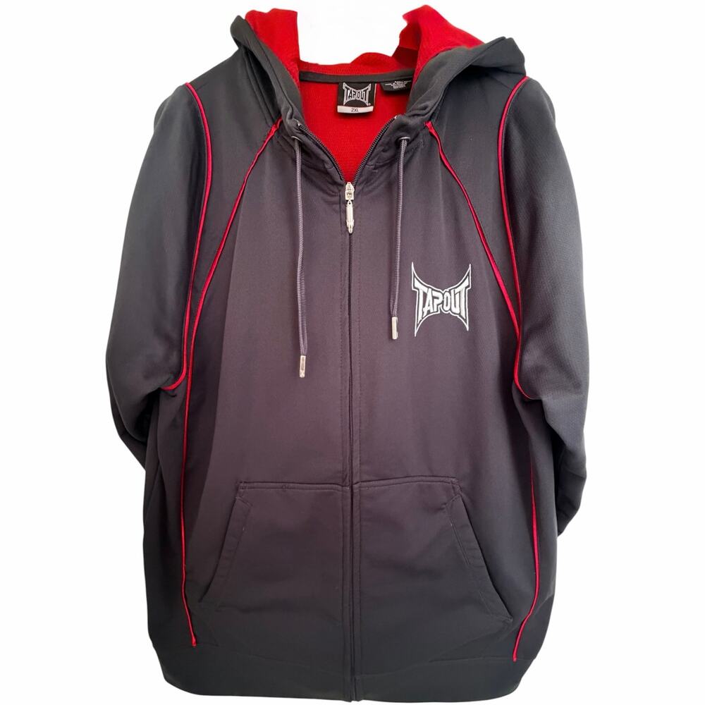 Tapout MMA Full Zip Hoodie Mens 2XL Gray Red